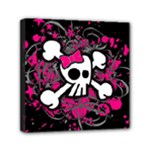Girly Skull & Crossbones Mini Canvas 6  x 6  (Stretched)