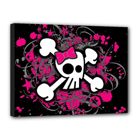 Girly Skull & Crossbones Canvas 16  x 12  (Stretched) from UrbanLoad.com