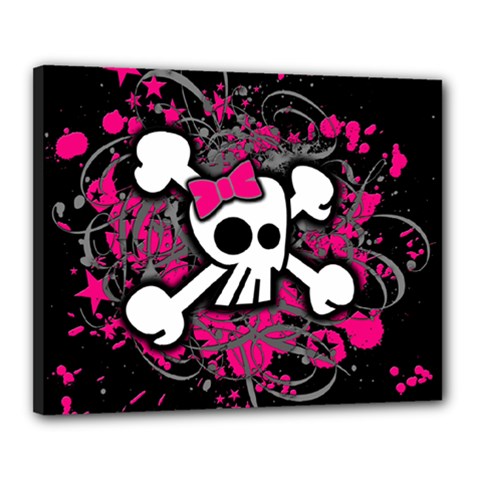 Girly Skull & Crossbones Canvas 20  x 16  (Stretched) from UrbanLoad.com