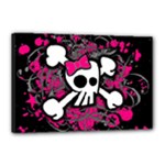 Girly Skull & Crossbones Canvas 18  x 12  (Stretched)