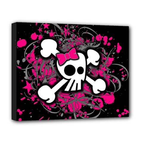 Girly Skull & Crossbones Deluxe Canvas 20  x 16  (Stretched) from UrbanLoad.com
