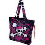 Girly Skull & Crossbones Drawstring Tote Bag