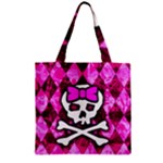 Pink Bow Princess Zipper Grocery Tote Bag