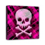 Pink Plaid Skull Mini Canvas 6  x 6  (Stretched)