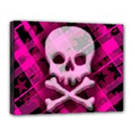Pink Plaid Skull Canvas 14  x 11  (Stretched)