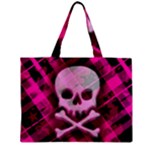 Pink Plaid Skull Zipper Mini Tote Bag