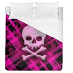 Pink Plaid Skull Duvet Cover (Queen Size)