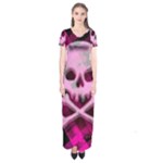Pink Plaid Skull Short Sleeve Maxi Dress