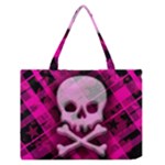 Pink Plaid Skull Zipper Medium Tote Bag