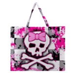 Pink Skull Scene Girl Zipper Large Tote Bag