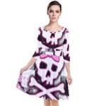Pink Skull Scene Girl Quarter Sleeve Waist Band Dress