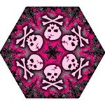 Pink Skull Star Splatter Mini Folding Umbrella