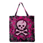 Pink Skull Star Splatter Grocery Tote Bag