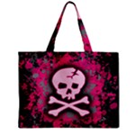 Pink Skull Star Splatter Zipper Mini Tote Bag