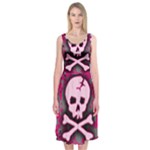 Pink Skull Star Splatter Midi Sleeveless Dress