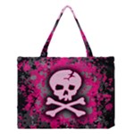 Pink Skull Star Splatter Medium Tote Bag