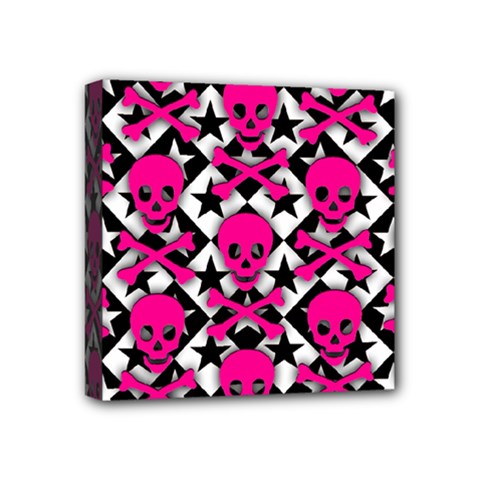 Pink Skulls & Stars Mini Canvas 4  x 4  (Stretched) from UrbanLoad.com