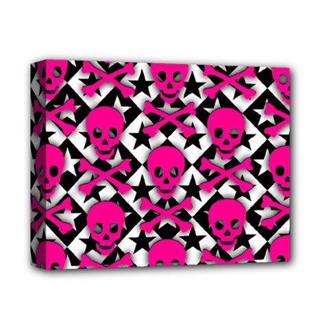 Pink Skulls & Stars Deluxe Canvas 14  x 11  (Stretched) from UrbanLoad.com