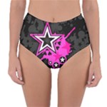 Pink Star Design Reversible High-Waist Bikini Bottoms