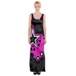 Pink Star Design Thigh Split Maxi Dress