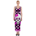 Pink Star Skull Fitted Maxi Dress