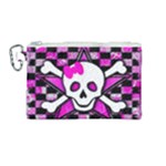 Pink Star Skull Canvas Cosmetic Bag (Medium)
