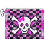 Pink Star Skull Canvas Cosmetic Bag (XXL)