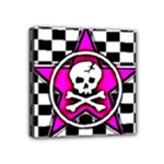 Pink Star Skull Checker Mini Canvas 4  x 4  (Stretched)