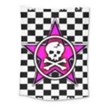 Pink Star Skull Checker Medium Tapestry