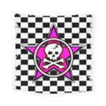 Pink Star Skull Checker Square Tapestry (Small)