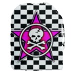 Pink Star Skull Checker Drawstring Pouch (XXXL)