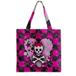 Princess Skull Heart Zipper Grocery Tote Bag