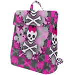 Princess Skull Heart Flap Top Backpack