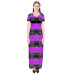 Purple Goth Skulls  Short Sleeve Maxi Dress