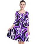 Purple Star Quarter Sleeve Waist Band Dress