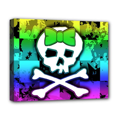 Rainbow Skull Deluxe Canvas 20  x 16  (Stretched) from UrbanLoad.com