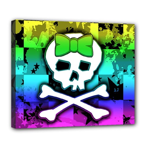Rainbow Skull Deluxe Canvas 24  x 20  (Stretched) from UrbanLoad.com