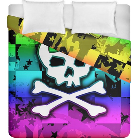 Rainbow Skull Duvet Cover Double Side (King Size) from UrbanLoad.com