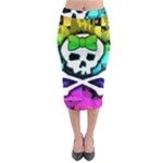 Rainbow Skull Midi Pencil Skirt