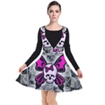 Skull Butterfly Plunge Pinafore Dress
