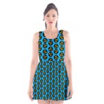 0059 Comic Head Bothered Smiley Pattern Scoop Neck Skater Dress