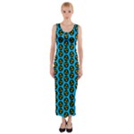 0059 Comic Head Bothered Smiley Pattern Fitted Maxi Dress