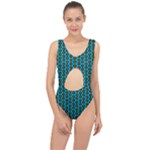 0059 Comic Head Bothered Smiley Pattern Center Cut Out Swimsuit