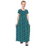 0059 Comic Head Bothered Smiley Pattern Kids  Short Sleeve Maxi Dress