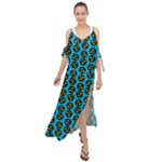0059 Comic Head Bothered Smiley Pattern Maxi Chiffon Cover Up Dress