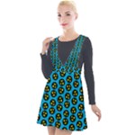 0059 Comic Head Bothered Smiley Pattern Plunge Pinafore Velour Dress