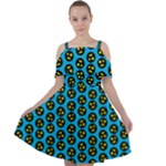 0059 Comic Head Bothered Smiley Pattern Cut Out Shoulders Chiffon Dress