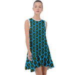 0059 Comic Head Bothered Smiley Pattern Frill Swing Dress