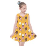 Ice cream on an orange background pattern                                                          Kids  Summer Dress