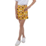 Ice cream on an orange background pattern                                                                Kids  Tennis Skirt